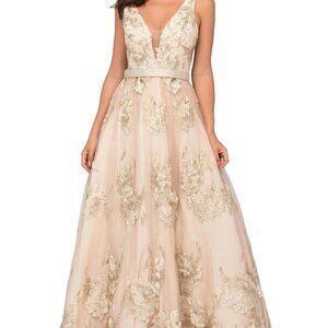 CECILIA COUTURE PROM GOWN - NWT SIZE 8 - PINK AND GOLD